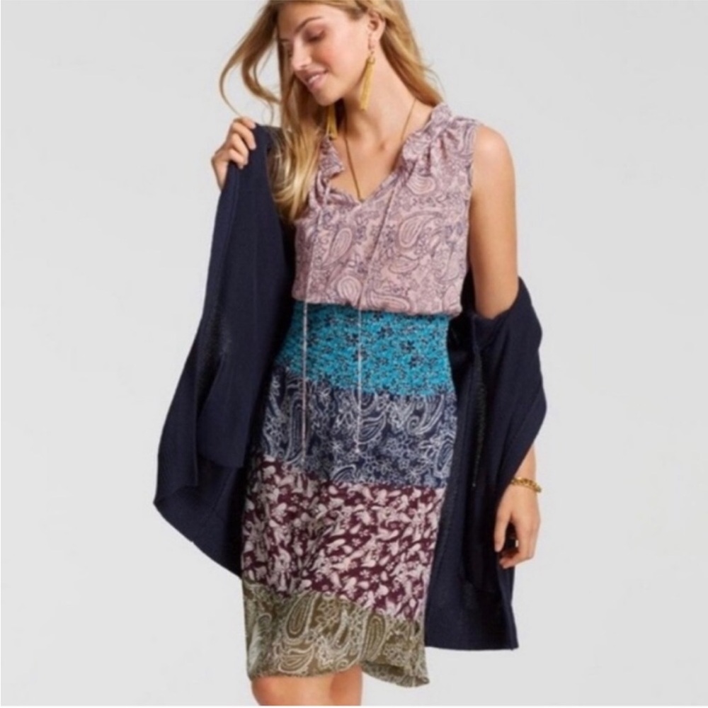 Cabi Dani pink blue mixed print floral sleeveless dress size Medium #5371